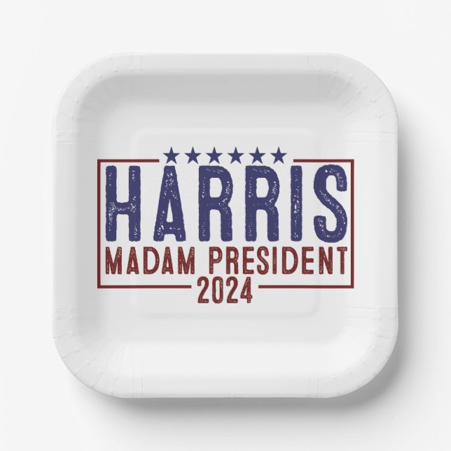 Plato De Papel Harris Señora Presidenta 2024 (Anverso)