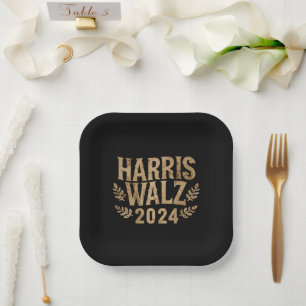 Plato De Papel Harris Tim Walz Escudo Vintage Harris Waltz 2024
