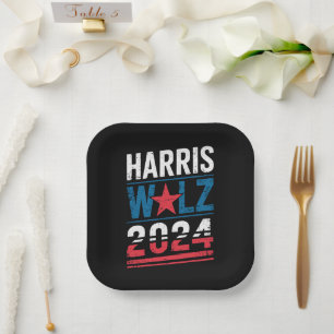 Plato De Papel Harris Waltz 2024 Elección Kamala Harris Tim Waltz