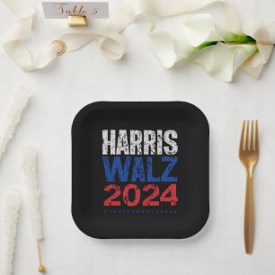 Plato De Papel Harris Waltz 2024 Elecciones Kamala Harris Tim Wal