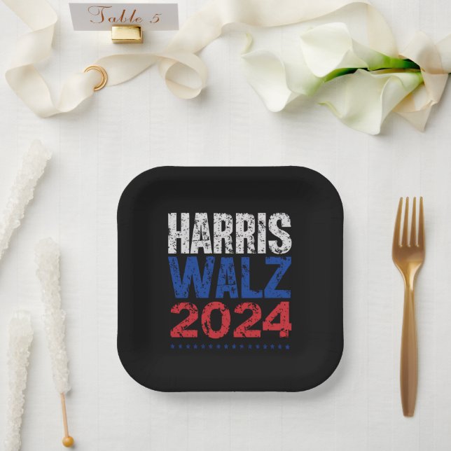 Plato De Papel Harris Waltz 2024 Elecciones Kamala Harris Tim Wal (Boda)