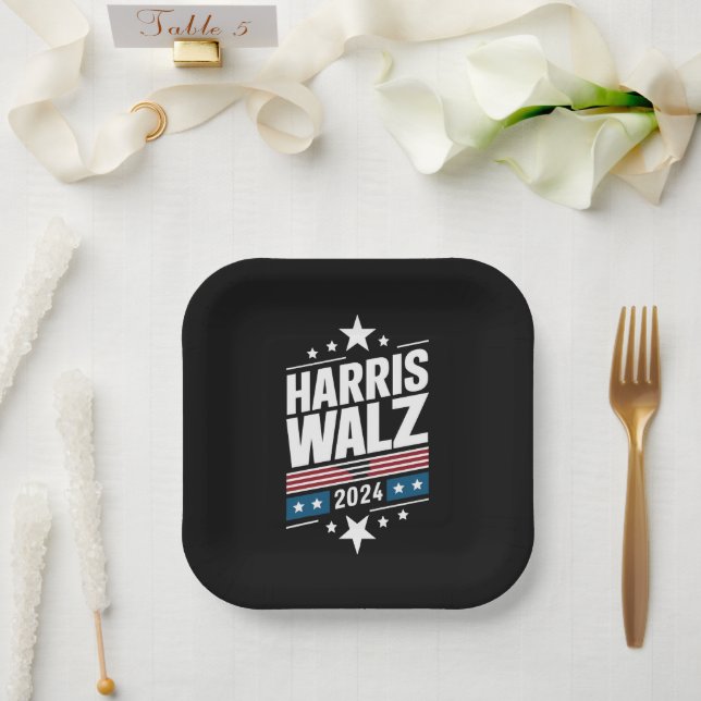 Plato De Papel Harris Waltz 2024 Kamala Harris Tim Waltz 2024 (Boda)
