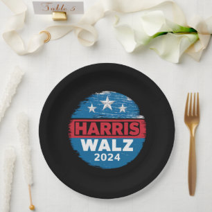 Plato De Papel Harris Walz 2024 Elección Kamala Harris Tim Waltz 