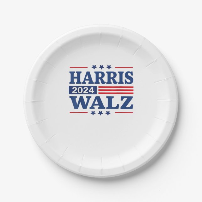 Plato De Papel Harris Walz 2024 Elecciones Kamala Harris Tim Walz (Anverso)