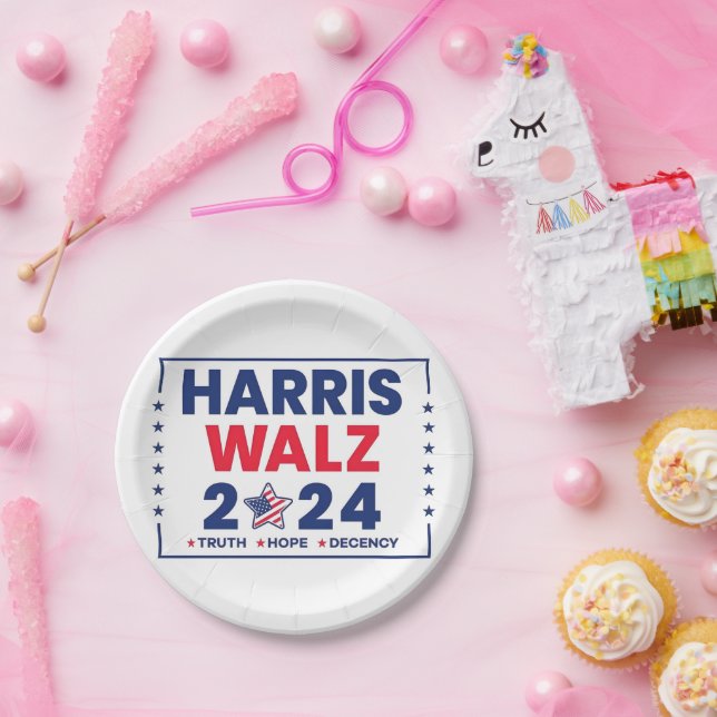 Plato De Papel Harris Walz 2024 | Harris Walz (Fiesta)