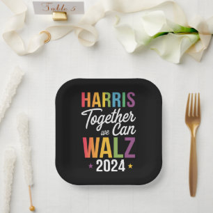 Plato De Papel Harris Walz 2024 Kamala Juntos Podemos LGBT