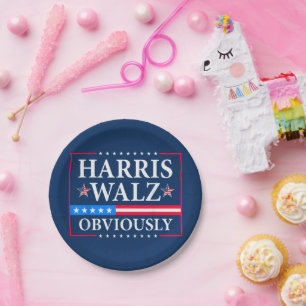 Plato De Papel Harris Walz 2024 Obviamente