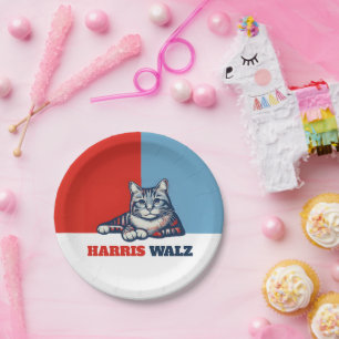 Plato De Papel Harris Walz 2024 Obviamente Cat