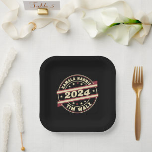 Plato De Papel Harris Walz 2024 para Presidente Patriótica Kamala