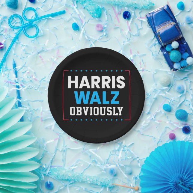 Plato De Papel Harris Walz Obviamente (Fiesta)