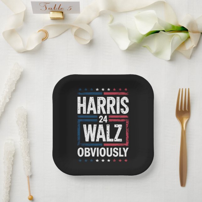 Plato De Papel Harris Walz obviamente Harris Waltz Elecciones 202 (Boda)