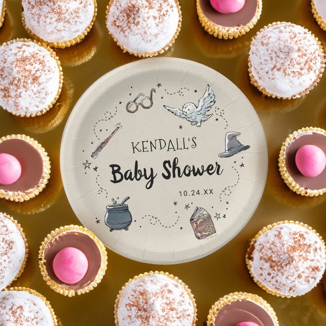 Plato De Papel Harry Potter Baby Shower (Plate on table)