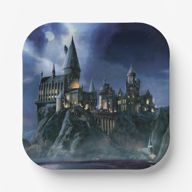 Plato De Papel Harry Potter Castle | Moonlit Hogwarts (Anverso)