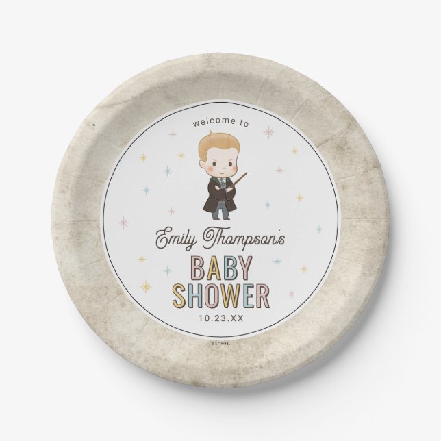 Plato De Papel Harry Potter Chibi Draco Malfoy Wizard Baby Shower (Anverso)