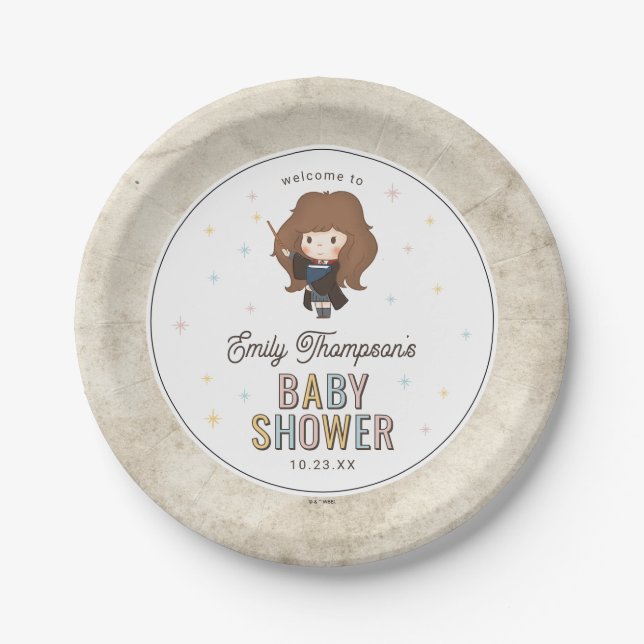 Plato De Papel Harry Potter Chibi Hermione Wizard Baby Shower (Anverso)