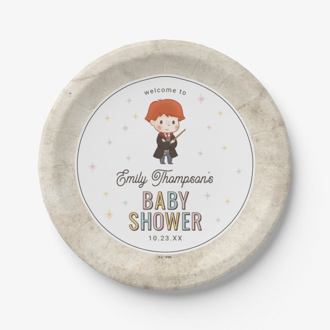 Plato De Papel Harry Potter Chibi Ron Weasley Mago Fiesta de Bebé (Anverso)