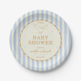 Plato De Papel Harry Potter Hedwig Blue Stripe Baby Shower