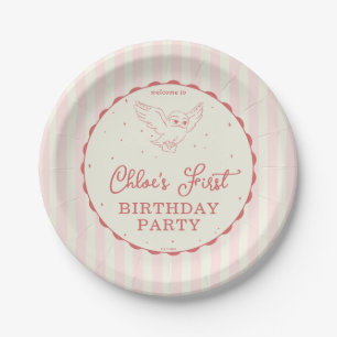 Plato De Papel Harry Potter Hedwig Cumpleaños Mágico Rosa