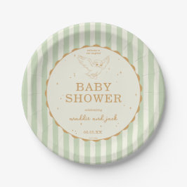 Plato De Papel Harry Potter Hedwig Green Stripe Baby Shower