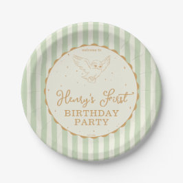 Plato De Papel Harry Potter Hedwig Verde Cumpleaños Mágico