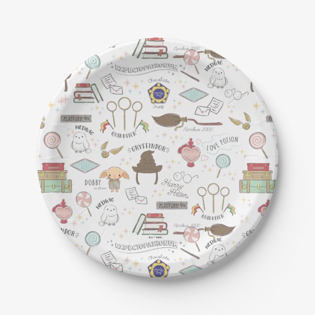 Plato De Papel HARRY POTTER™ Patrón Mágico Pequeño (Anverso)