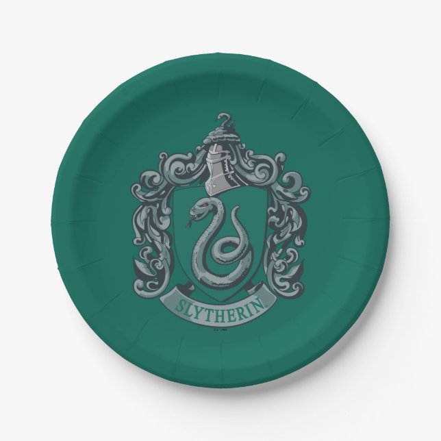 Plato De Papel Harry Potter | Slytherin Crest Green (Anverso)