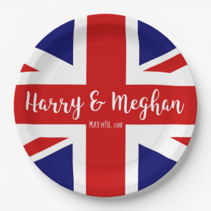 Plato De Papel Harry y Meghan   Celebración del Real Boda