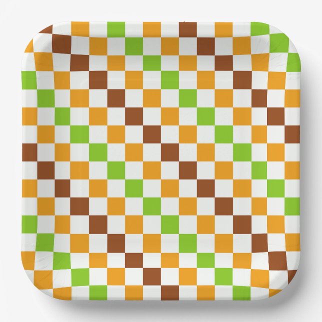Plato De Papel Harvest diagonal checkerboard pattern (Anverso)