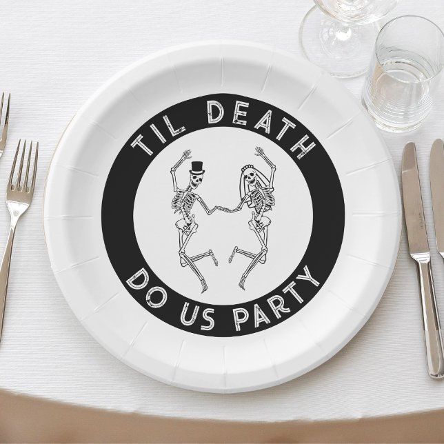 Plato De Papel Hasta La Muerte Nos Hace La Fiesta Skeleton Pareja (Til Death Do Us Party Skeleton Couple Bachelorette Paper Plates
)