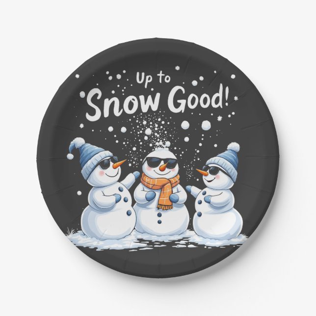 Plato De Papel Hasta la nieve, buenos Navidades de Snowman (Anverso)