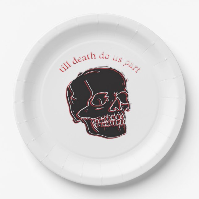 Plato De Papel Hasta Que La Muerte Nos Divida - Cráneo De Glitch  (Anverso)