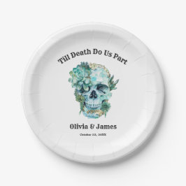 Plato De Papel Hasta que la muerte nos haga Boda de Halloween, pa