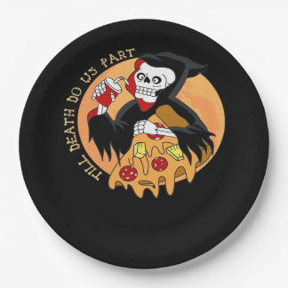 Plato De Papel Hasta que la muerte nos separe. ¡Pizza para siempr