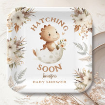 ¡Hatching Pronto! Baby Shower de Boho Neutral Dino