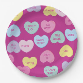Plato De Papel hate valentines day candy hearts