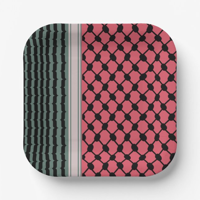 Plato De Papel Hatta Keffiyeh Kufiya Folk (Anverso)