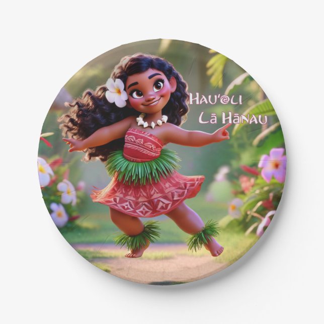Plato De Papel Hauʻoli Hula Princess (Anverso)