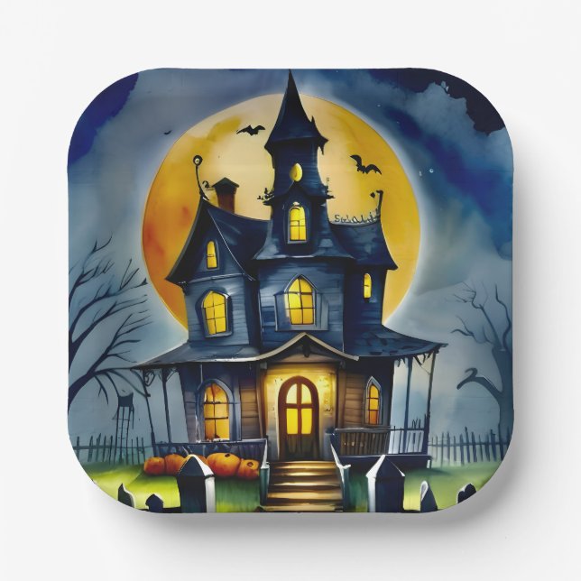 Plato De Papel Haunted Hollow y Moon (Anverso)