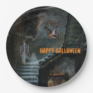 Plato De Papel Haunted Staircase Halloween