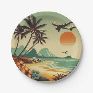 Plato De Papel Hawai vintage/Tropical