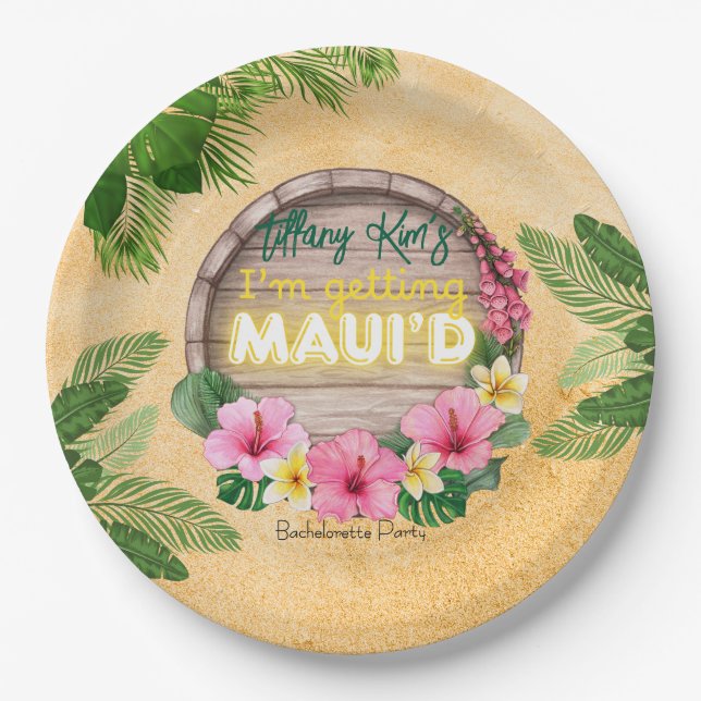 Plato De Papel Hawaii Bachelorette Party (Anverso)