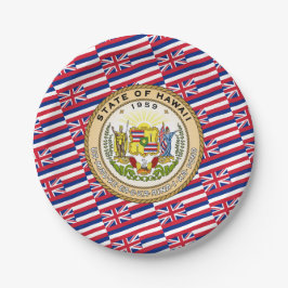 Plato De Papel Hawaiian Flag & Seal, Flag of Hawaii
