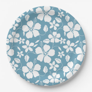 PLATO DE PAPEL HAWAIIAN HULA (HIBISCUS) AZUL RETRASO