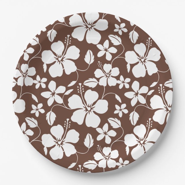 PLATO DE PAPEL HAWAIIAN HULA (HIBISCUS) BROWN (Anverso)