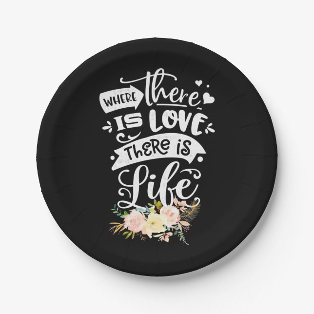 Plato De Papel Hay Amor Ahí Hay Vida (Anverso)