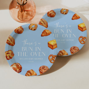 Plato De Papel Hay un bollo en el Baby Shower del pan de horno