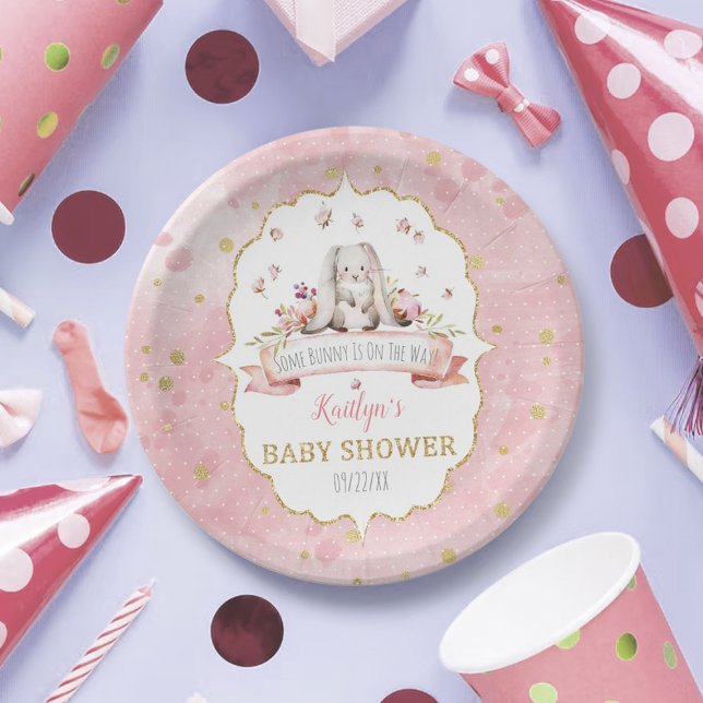 Plato De Papel ¡Hay Un Conejo En Camino! Easter Baby Shower (Subido por el creador)