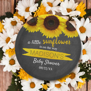 Plato De Papel ¡Hay Un Pequeño Girasol En El Camino! Baby Shower