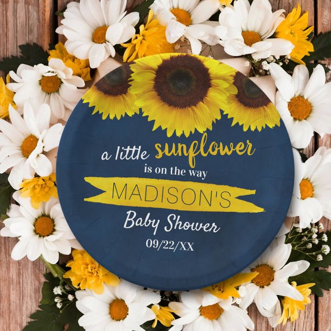 Plato De Papel ¡Hay Un Pequeño Girasol En El Camino! Baby Shower (Subido por el creador)