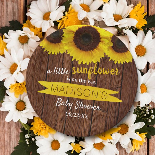 Plato De Papel ¡Hay Un Pequeño Girasol En El Camino! Baby Shower (Subido por el creador)
